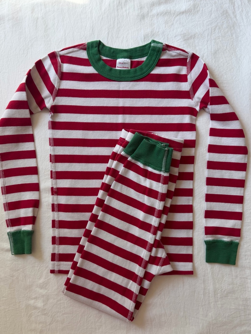 Hanna Andersson Kids Holiday Striped Pajama Set Red Green 6-7 120cm